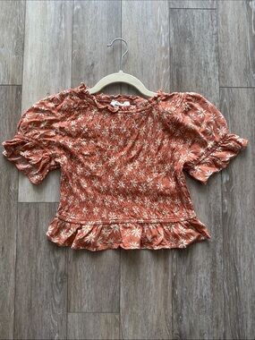 URBAN Romantics Orange Floral Smocked Crop Top